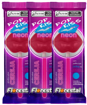 PIRULITO POP KISS NEON CEREJA 300G FLORESTAL - Doces Vaz